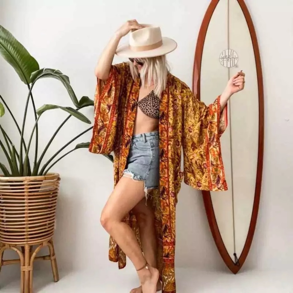 Floral & Paisley Print Kimono Bohemian Duster Wrap Coverup Top Casual